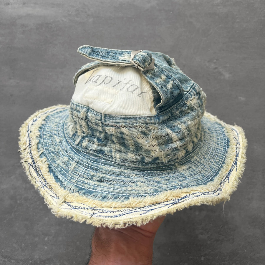 Kapital Old Man and The Sea Distressed Denim Bucket Hat