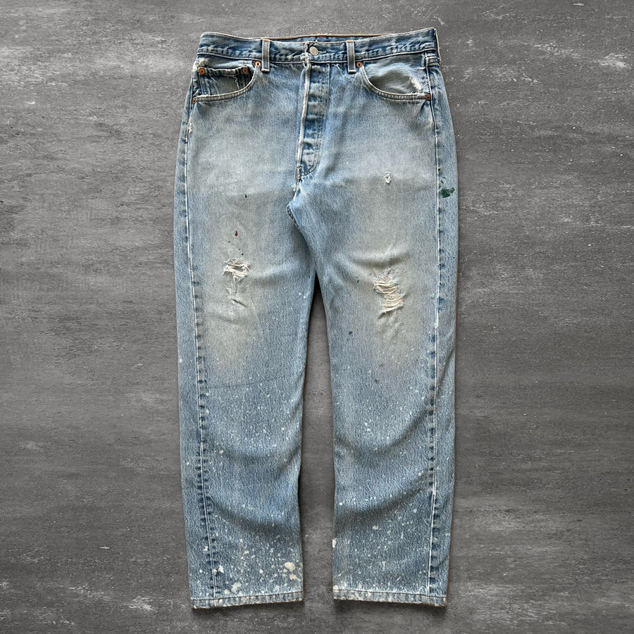 1990s Levi's 501xx Jeans Thrashed Bleach 33 x 30