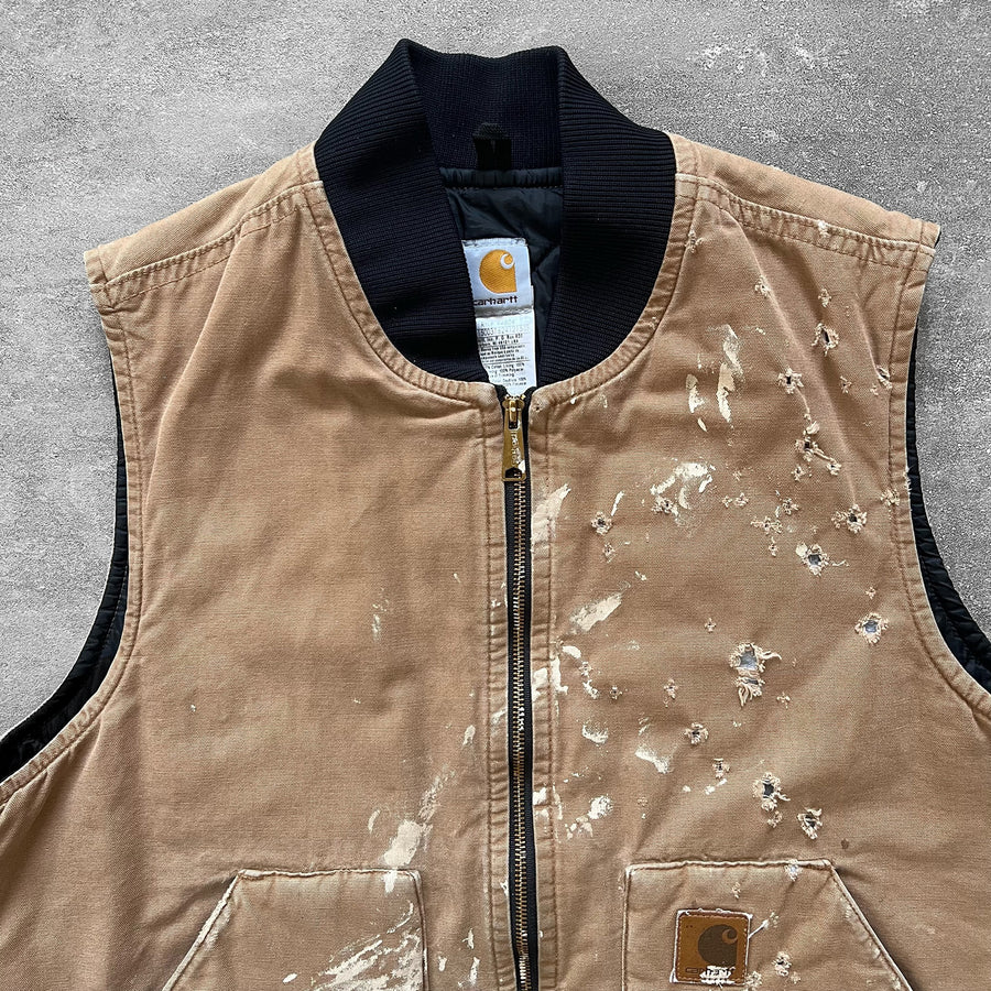 1990s Carhartt Vest Faded Brown Thrashed
