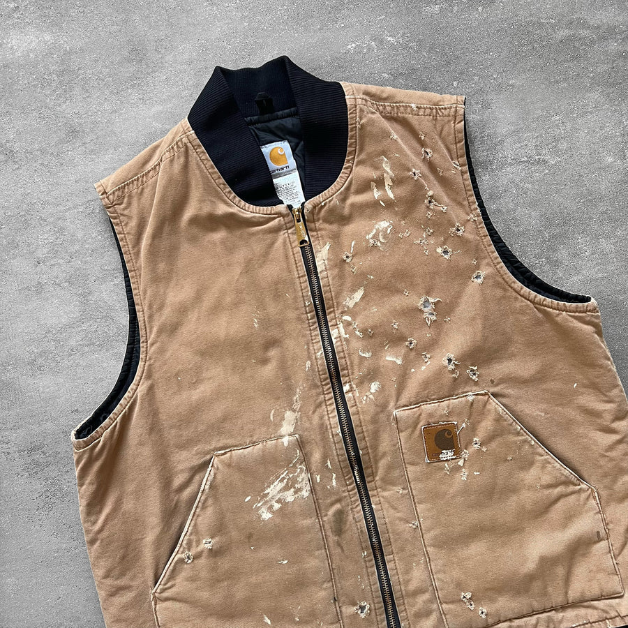 1990s Carhartt Vest Faded Brown Thrashed