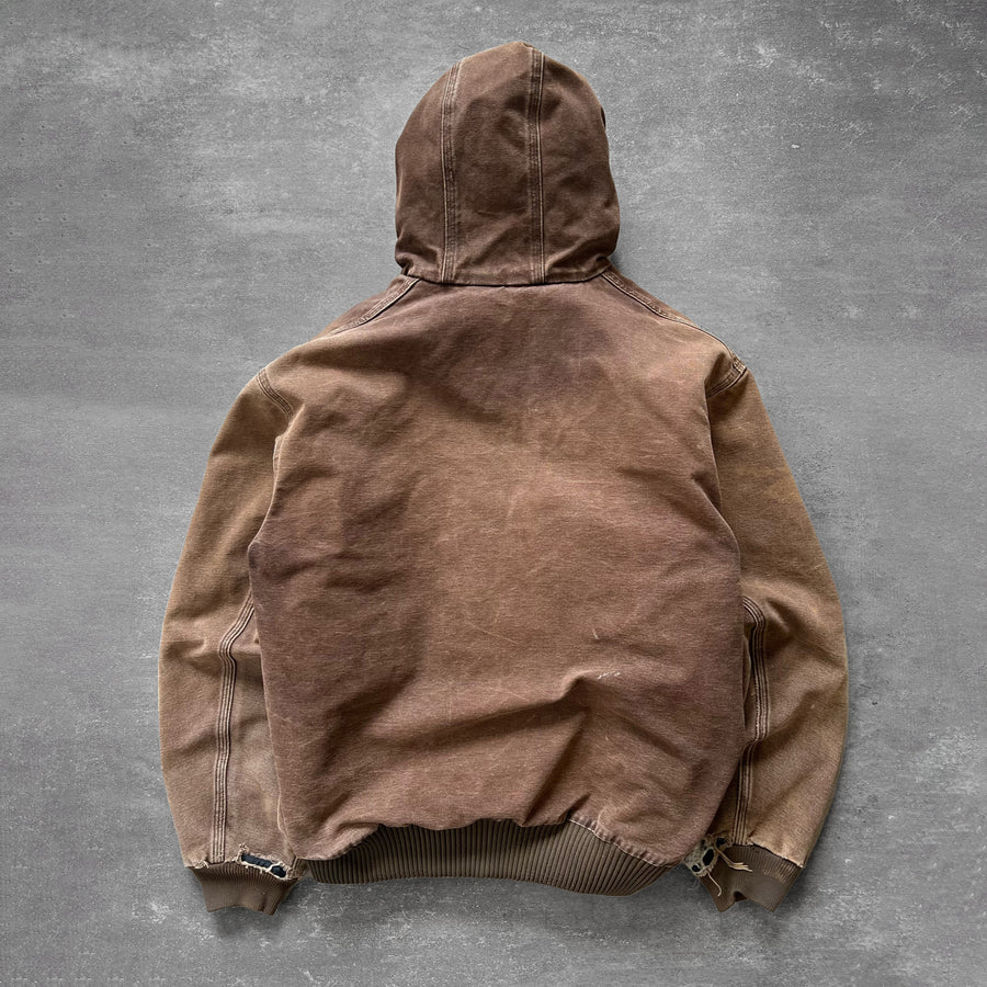 2000s Carhartt Hooded Work Jacket Faded Brown