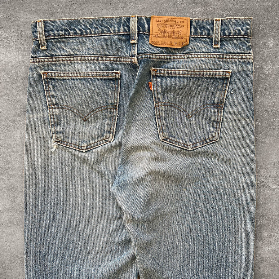 1990s Levi's 505 Orange Tab Jeans 35 x 32
