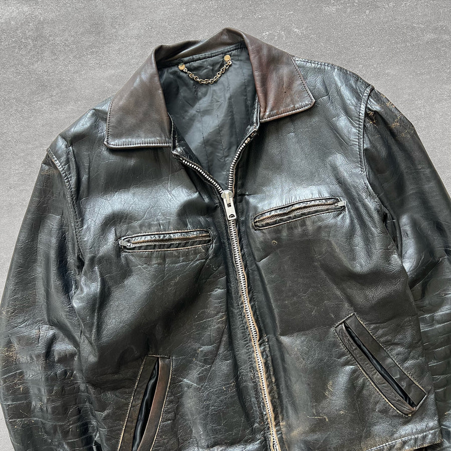 1950s Leather Two Tone Biker Jacket