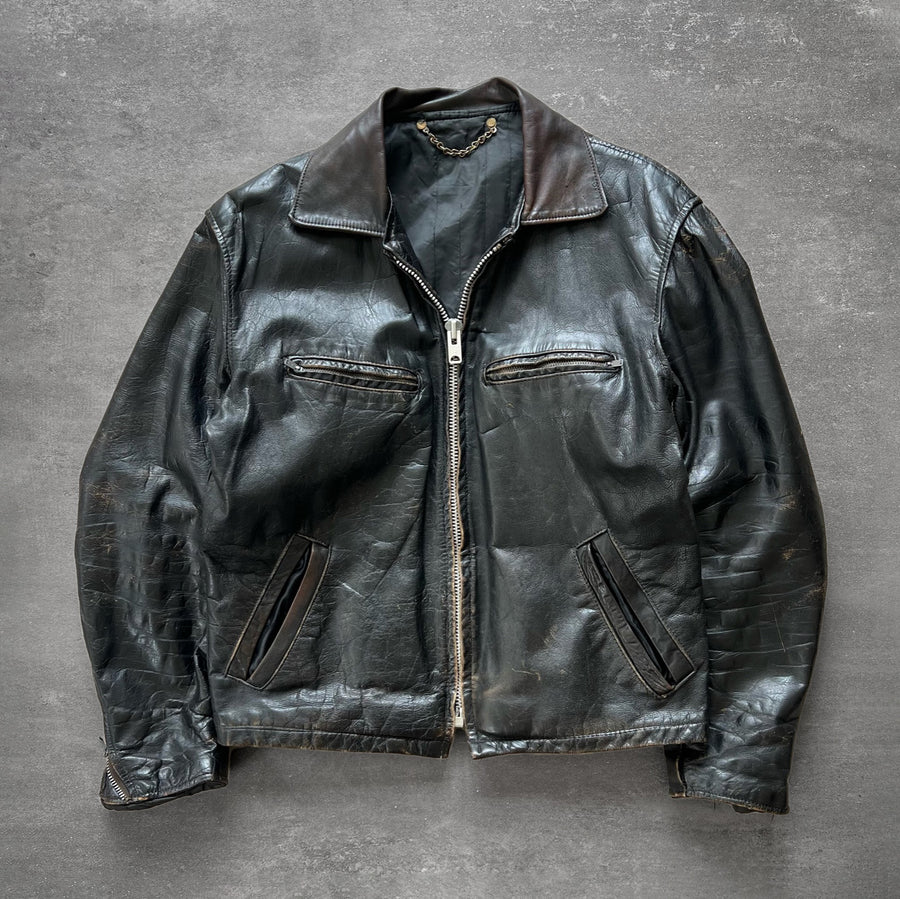 1950s Leather Two Tone Biker Jacket