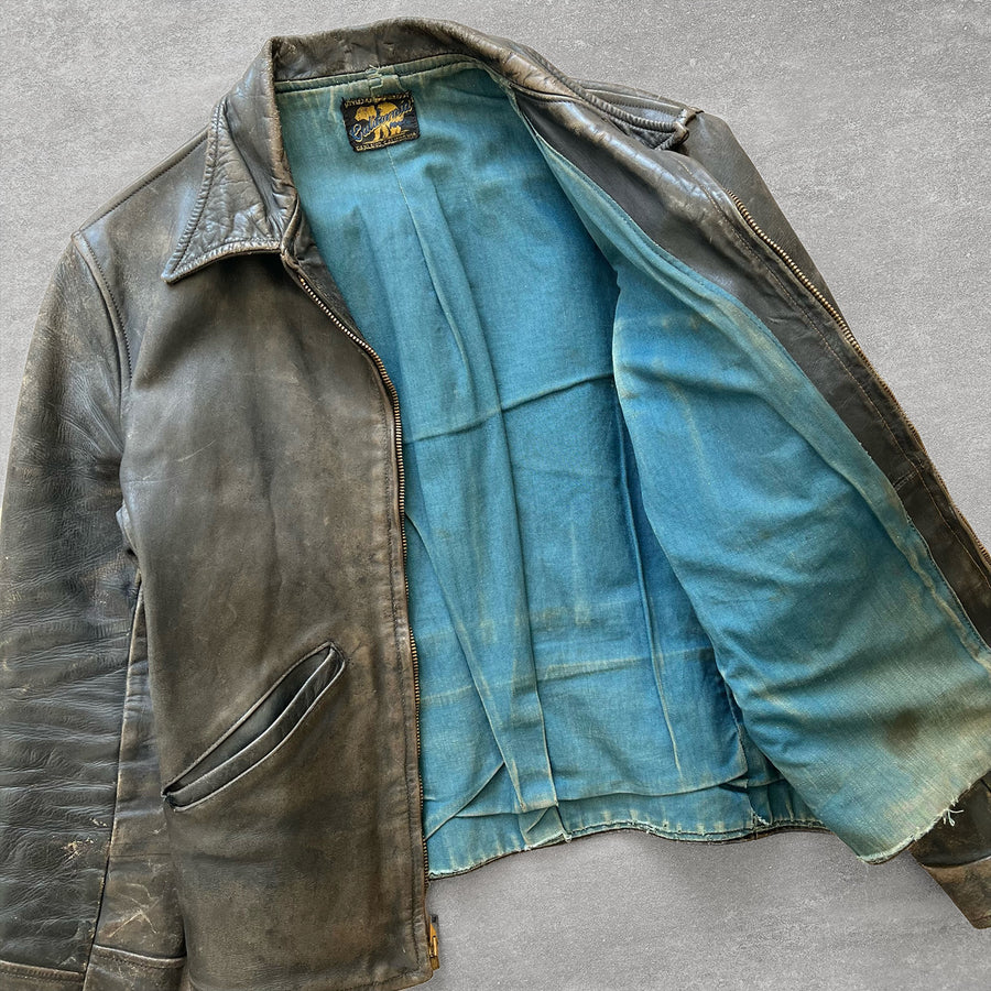 1960s Golden Bear Buckle Back Leather Jacket