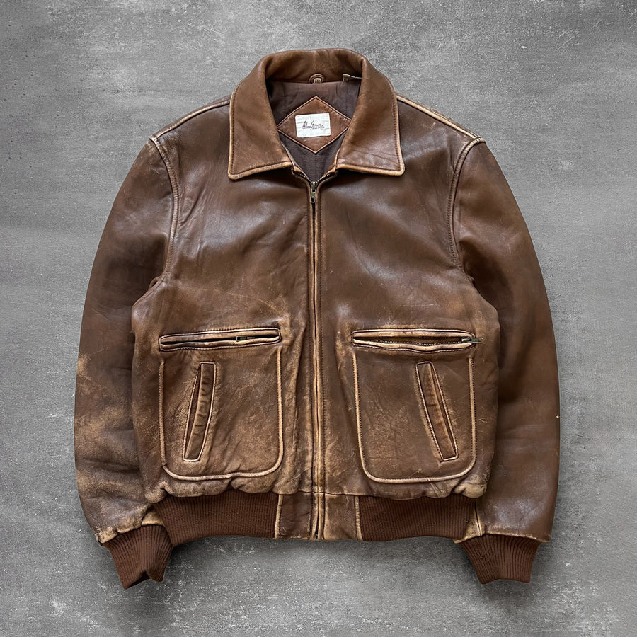 1980s A2 Brown Leather Jacket