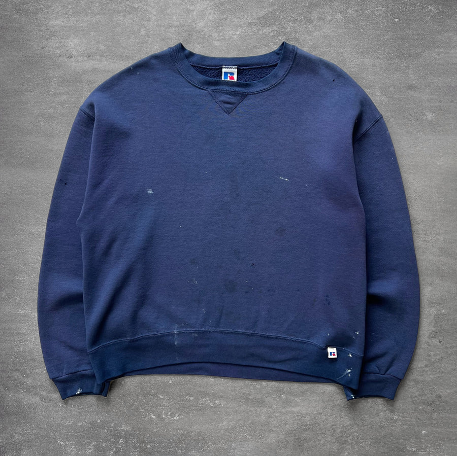 1990s Russell Crewneck Navy Paint
