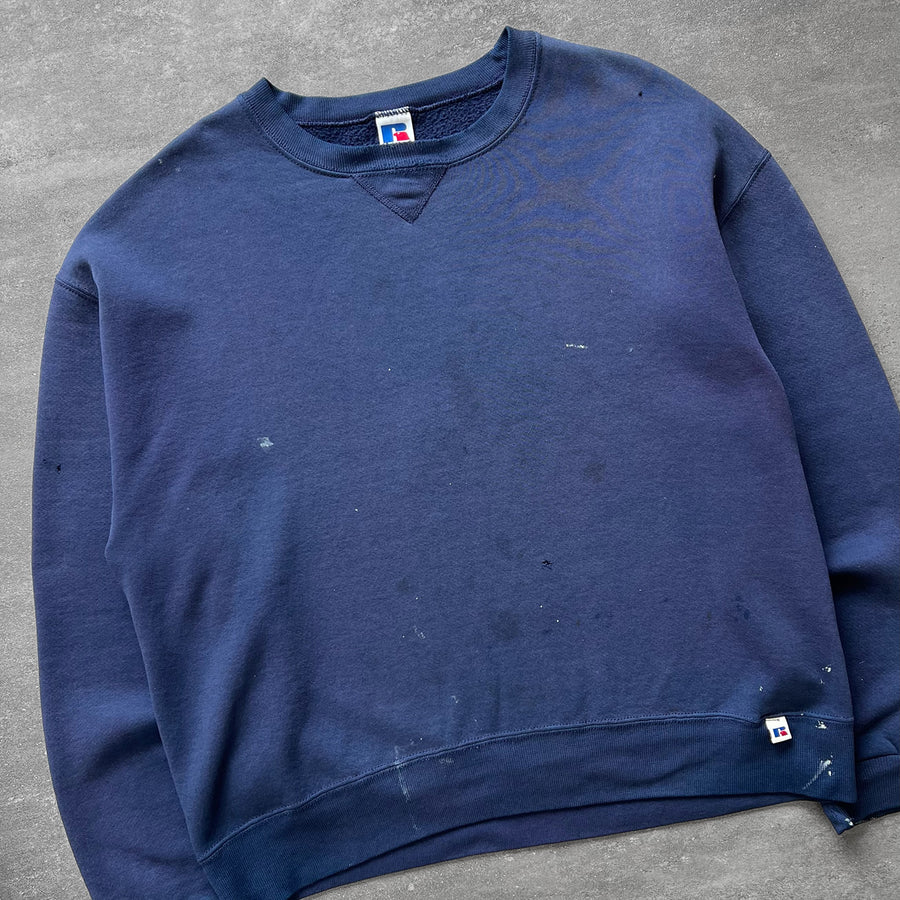 1990s Russell Crewneck Navy Paint