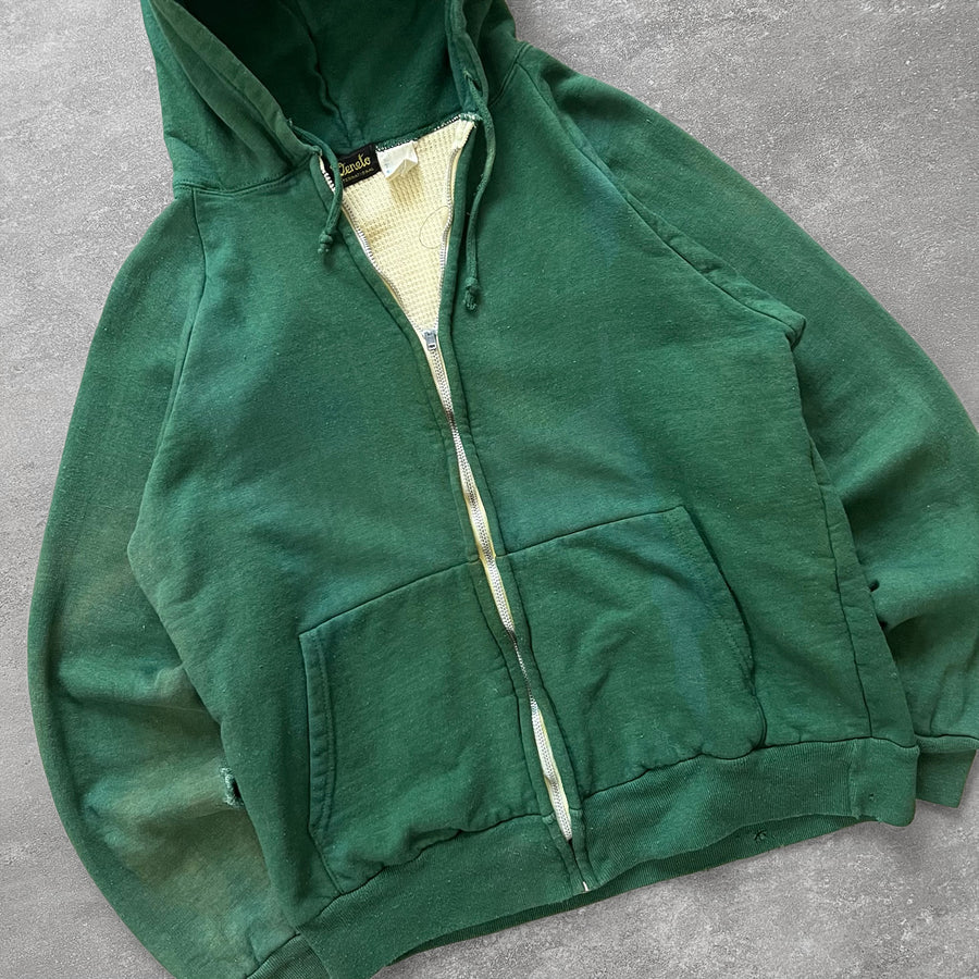 1980s Thermal Hoodie Faded Green