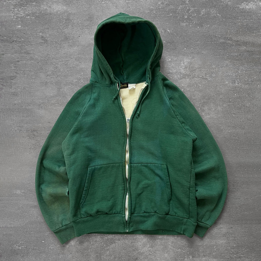 1980s Thermal Hoodie Faded Green