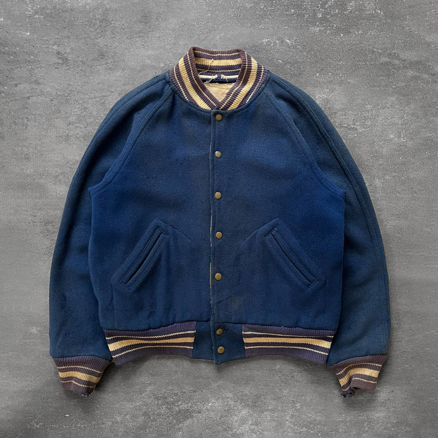 1950s Sun Faded Blue Varsity Jacket