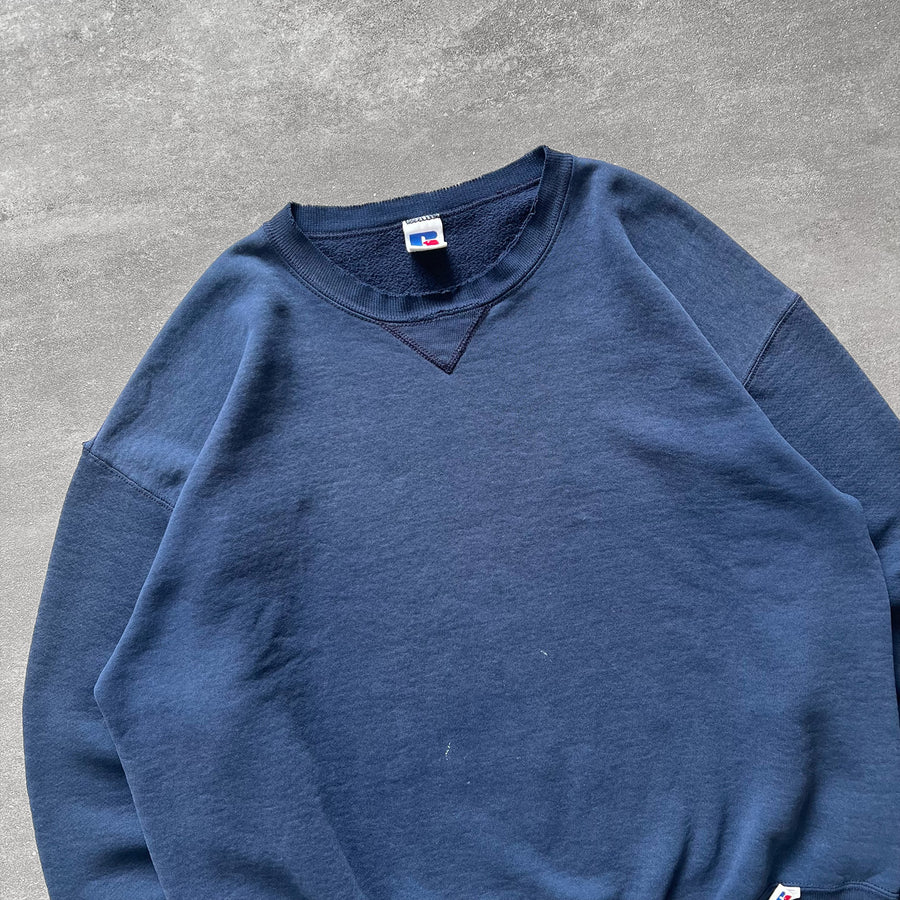 1990s Russell Crewneck Sweatshirt Faded Blue