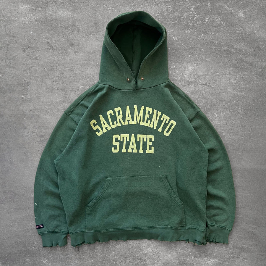 1990s Jansport Sac State Faded Green Hoodie