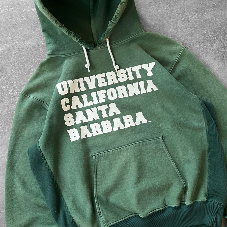 1990s UC Santa Barbara Two Tone Faded Green Hoodie