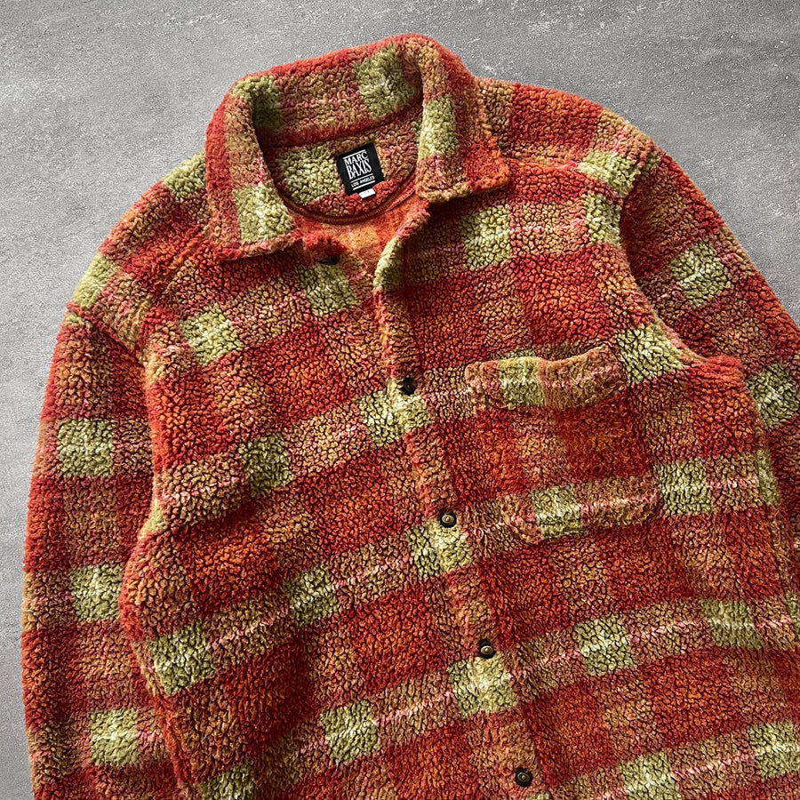 1990s Plaid Fleece Shirt Jacket