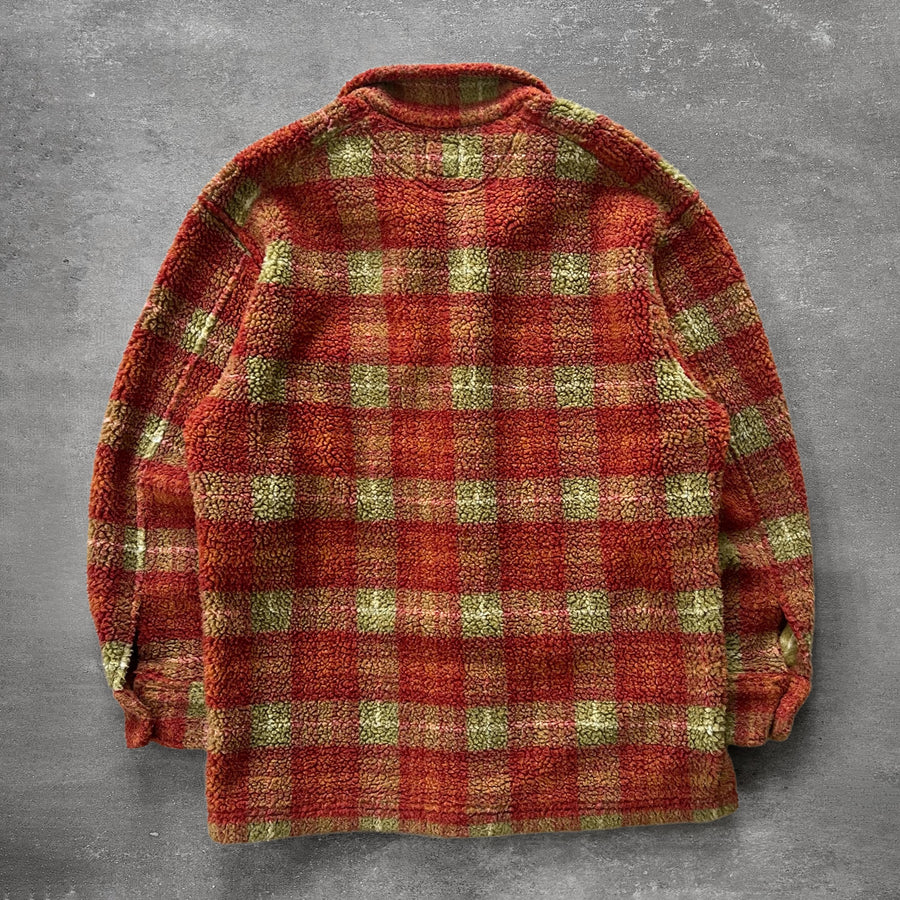 1990s Plaid Fleece Shirt Jacket