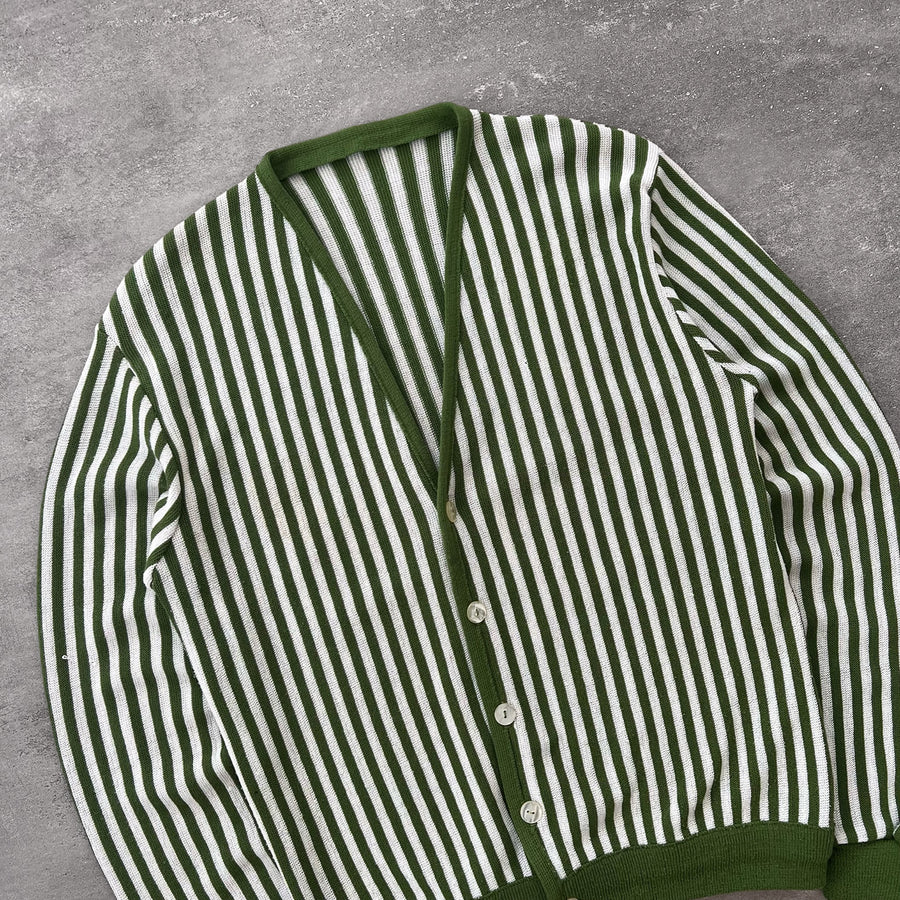 1970s Striped Green Cardigan