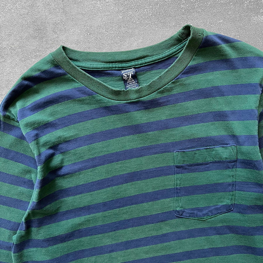 1990s Lands End Striped Long Sleeve Tee