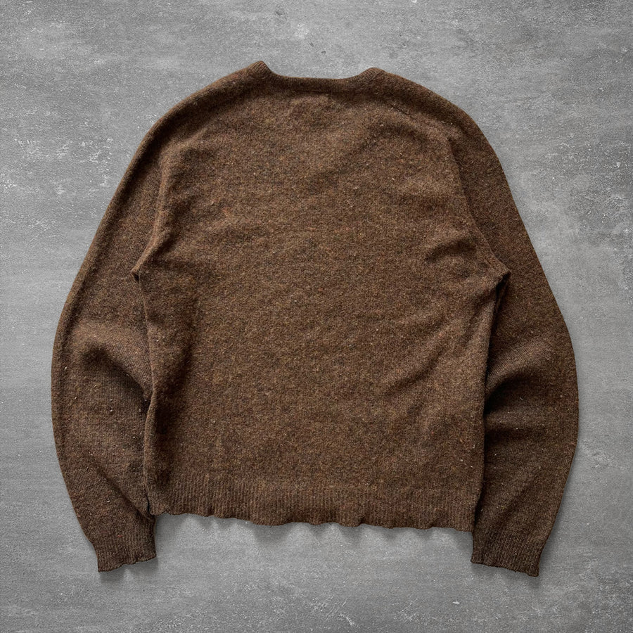 1970s Brown V Neck Sweater