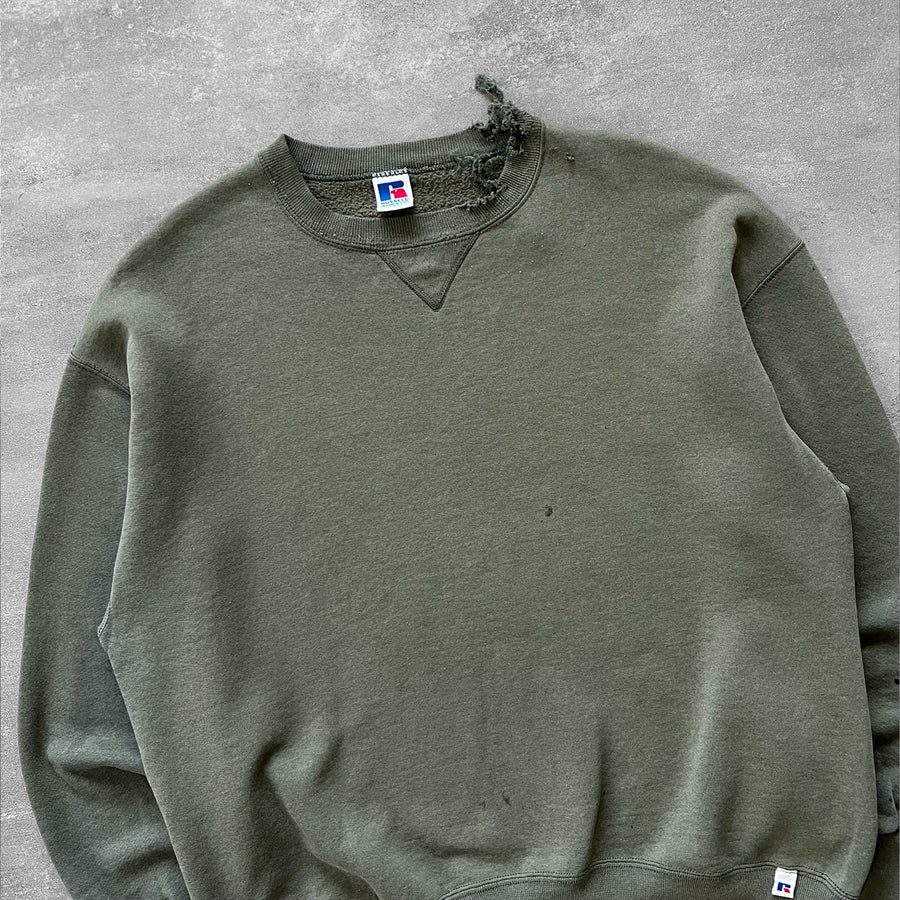 1990s Russell Crewneck Sage Thrashed