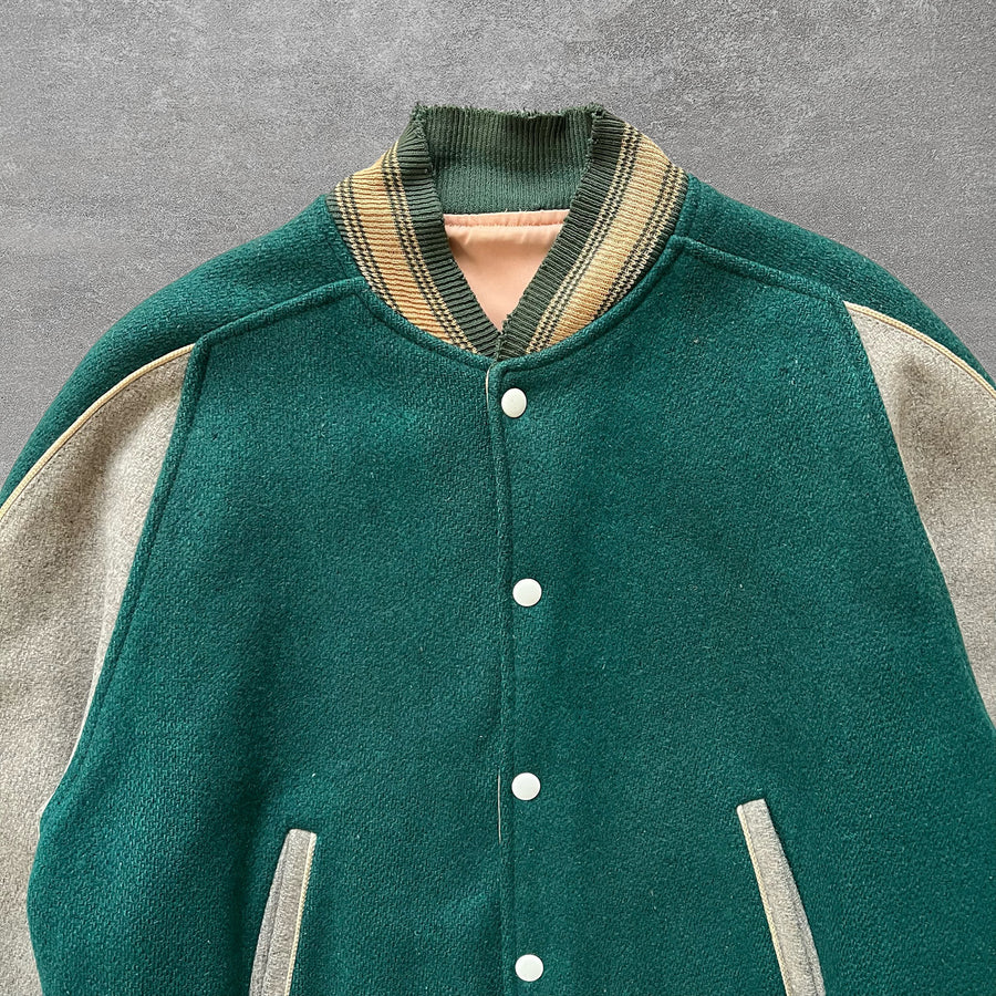 1950s Varsity Jacket Green Gray
