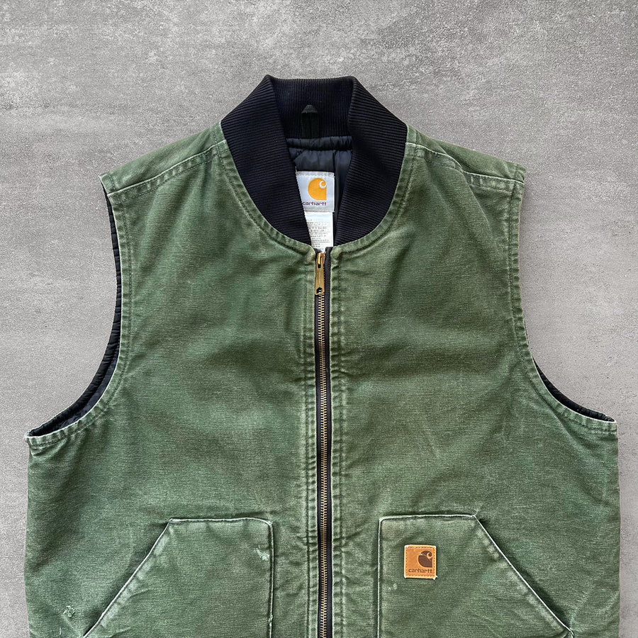 1990s Carhartt Vest Faded Green