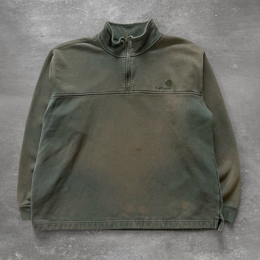 2000s Carhartt Quarter Zip Sun Faded Moss